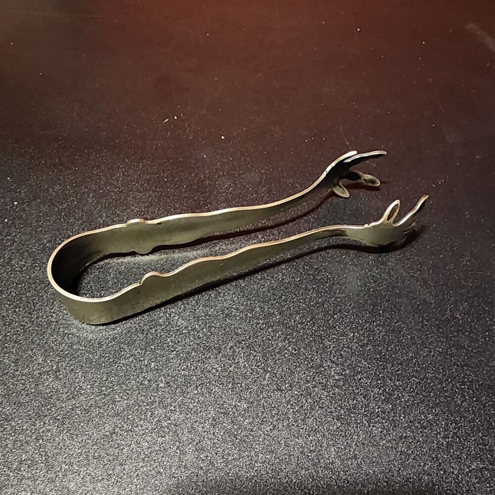 1950s Apollo Silverplated Eagle Claw Ice Tongs 7” Long Bar Vintage MCM Retro